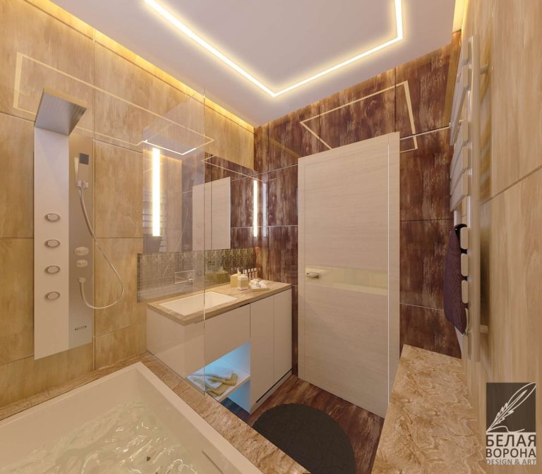 дизайн интерьера ванной в светлых тонах